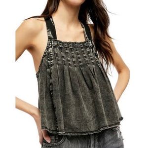 NWT Free People Marina Babydoll Denim Crop Top